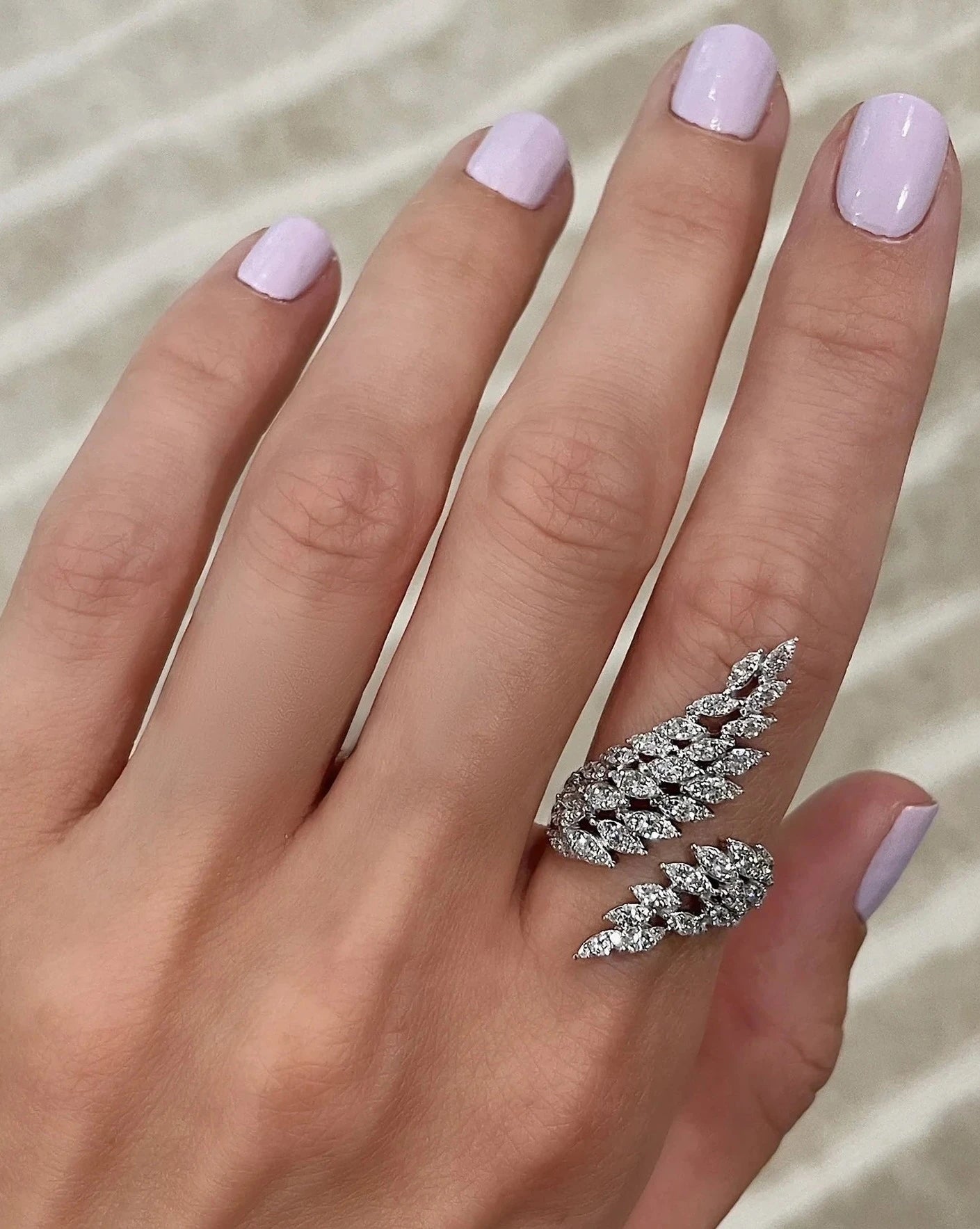 Angel Blooming Wrap Zircon Ring - ARTSY SILVER