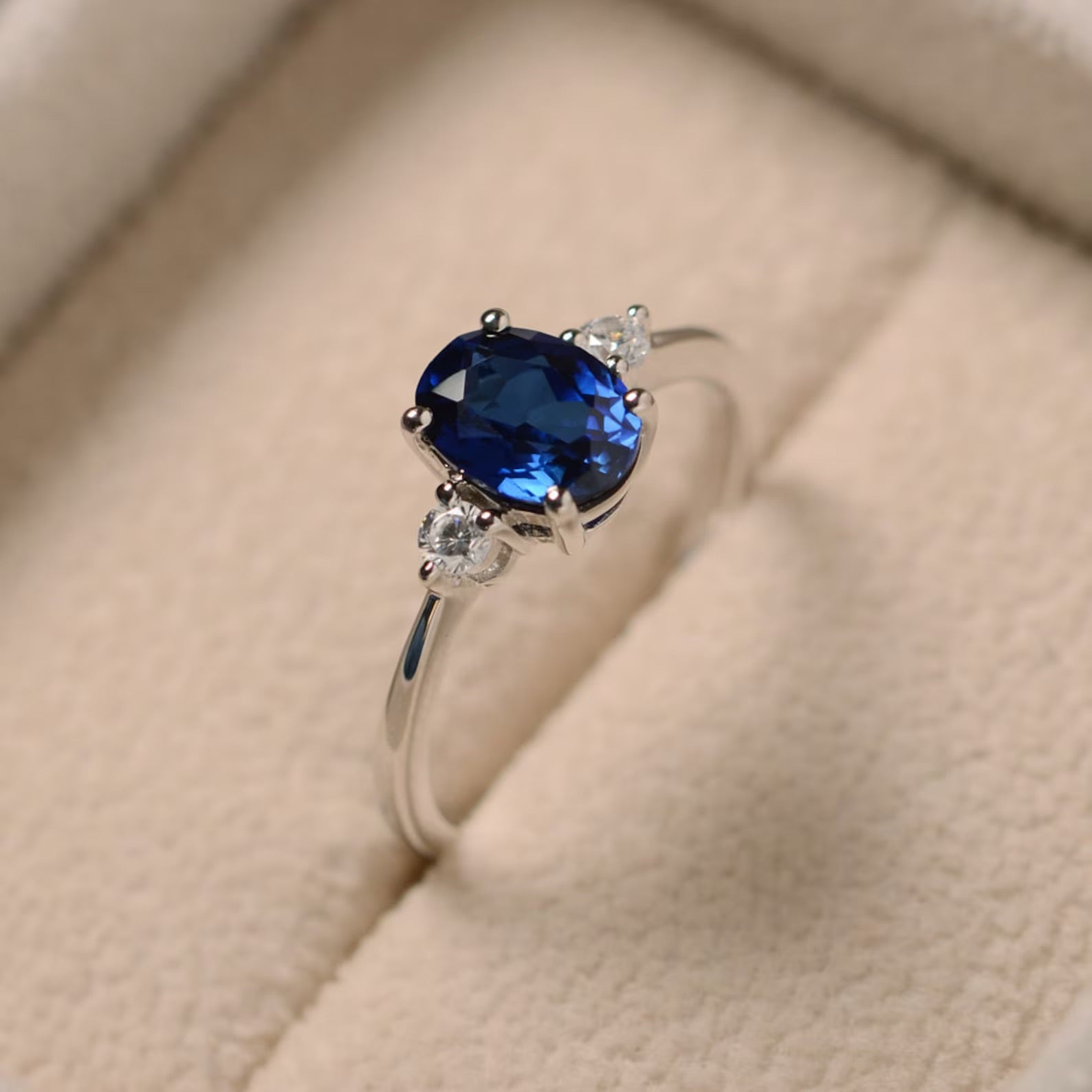 Promise Blue Sapphire Silver Ring