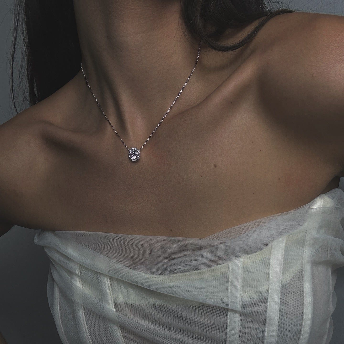 Round Zircon Solitaire Necklace - ARTSY SILVER