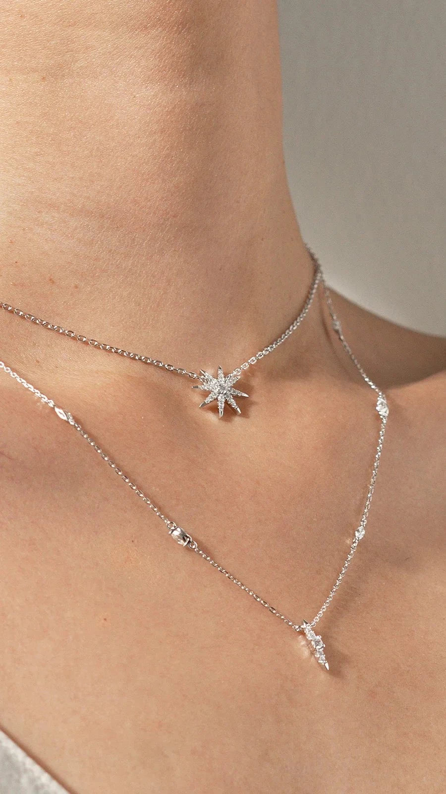 Light Of The Stars Layered Adjustable Necklace - ARTSY SILVER