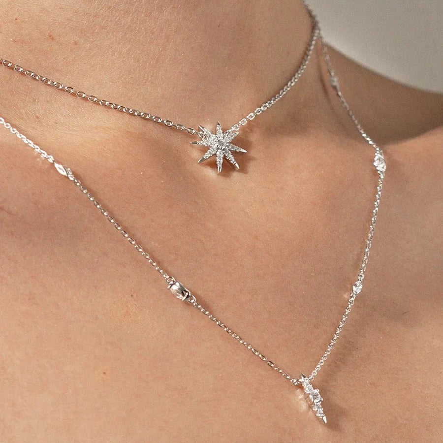 Light Of The Stars Layered Adjustable Necklace - ARTSY SILVER