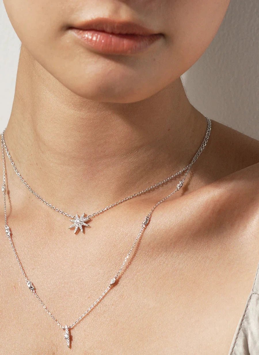 Light Of The Stars Layered Adjustable Necklace - ARTSY SILVER
