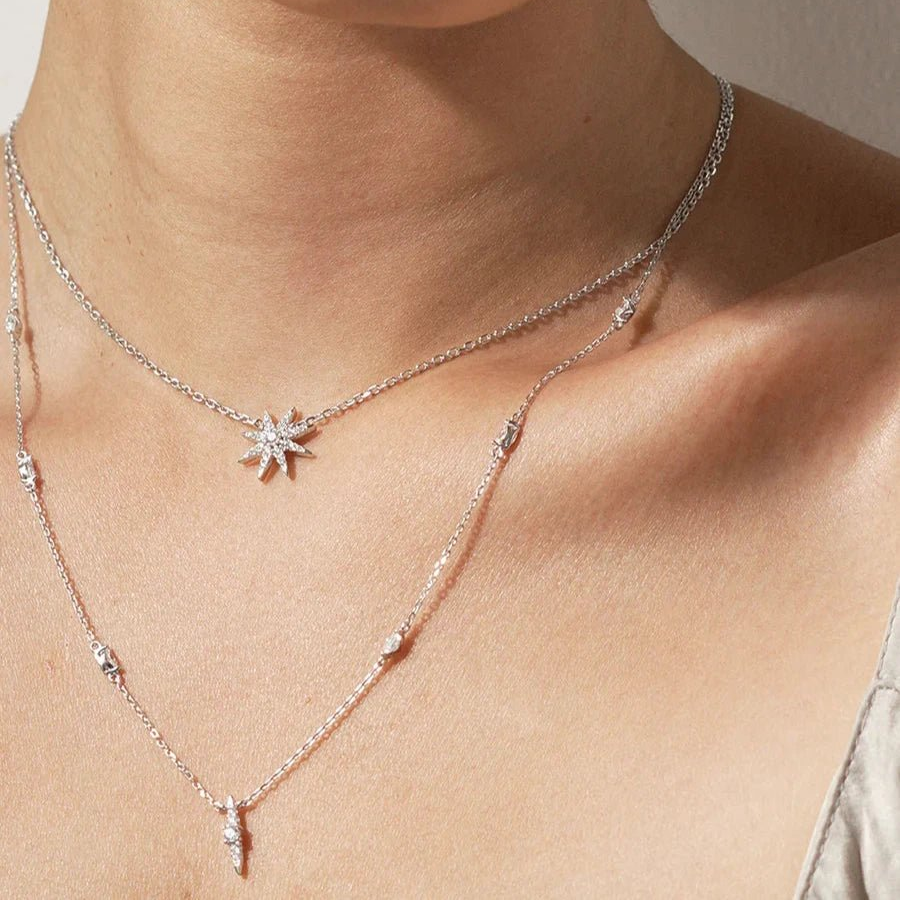 Light Of The Stars Layered Adjustable Necklace - ARTSY SILVER