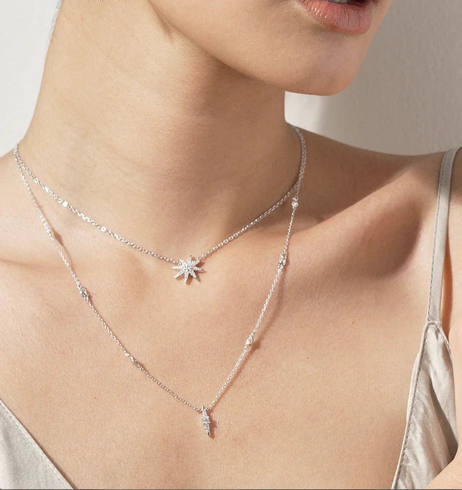 Light Of The Stars Layered Adjustable Necklace - ARTSY SILVER