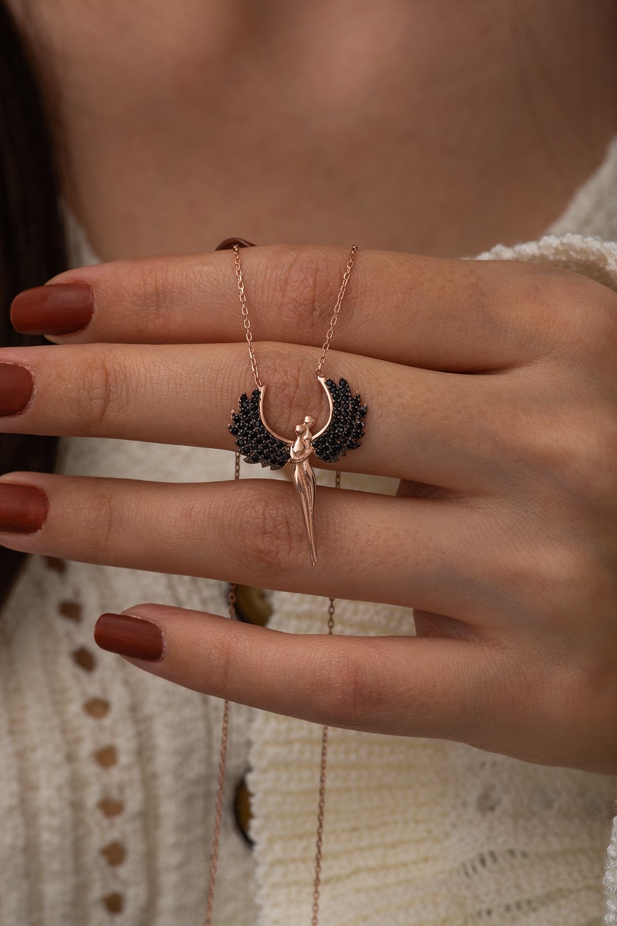 Black Angel Wing Necklace