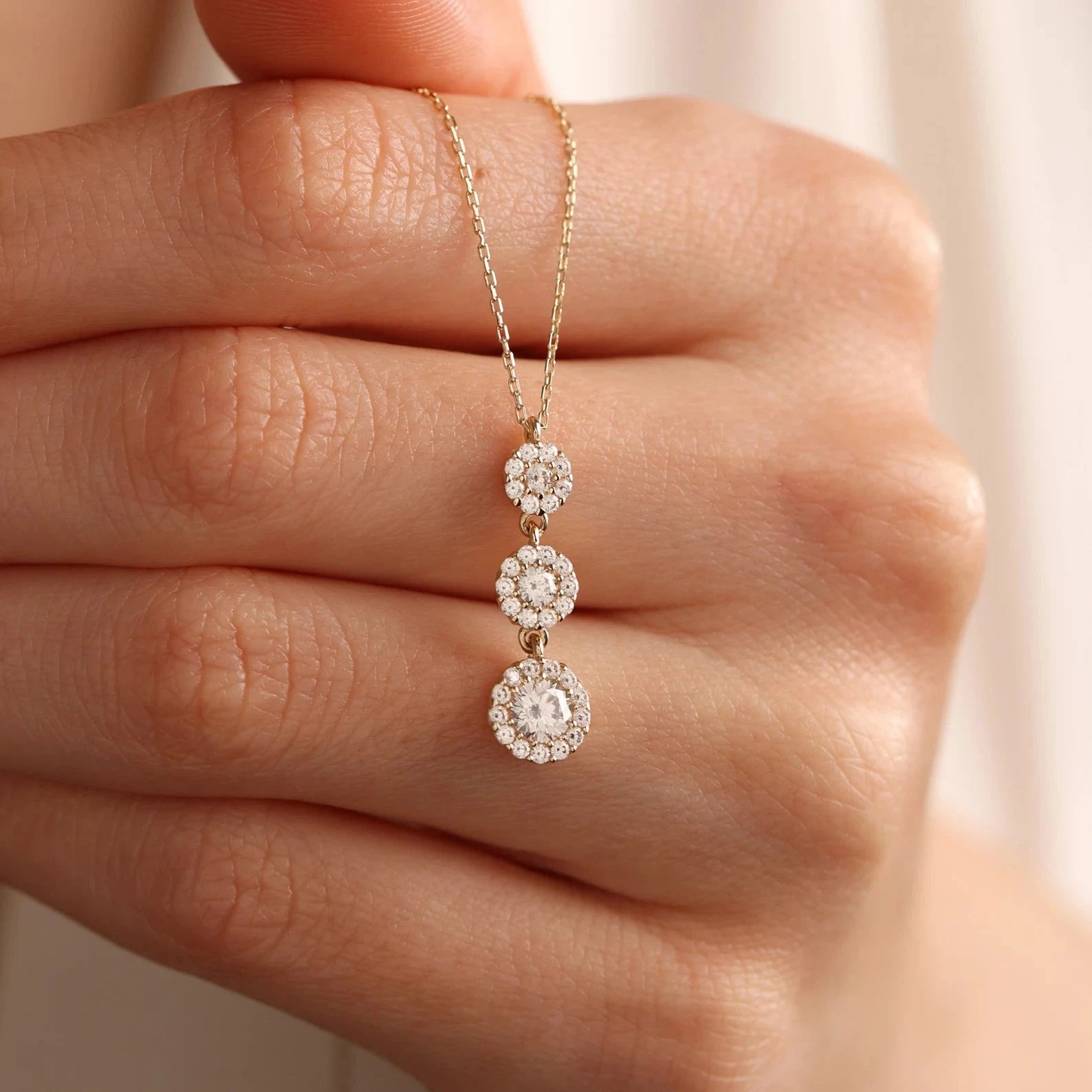 Three Wishes White Zircon Stone Necklace - ARTSY SILVER