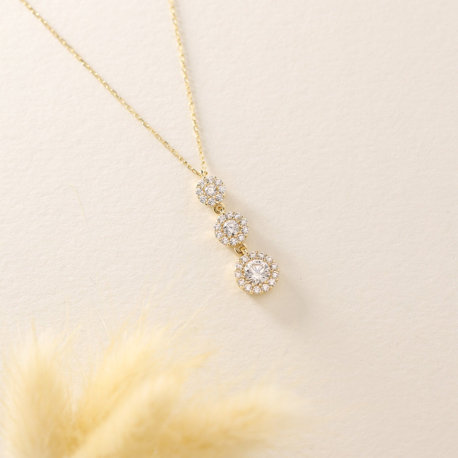 Three Wishes White Zircon Stone Necklace - ARTSY SILVER