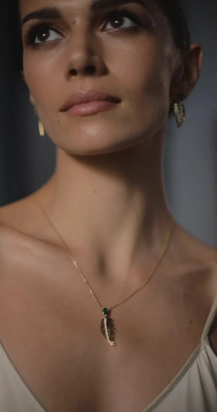 Palma Emerald Necklace and Earrings Set - ARTSY SILVER