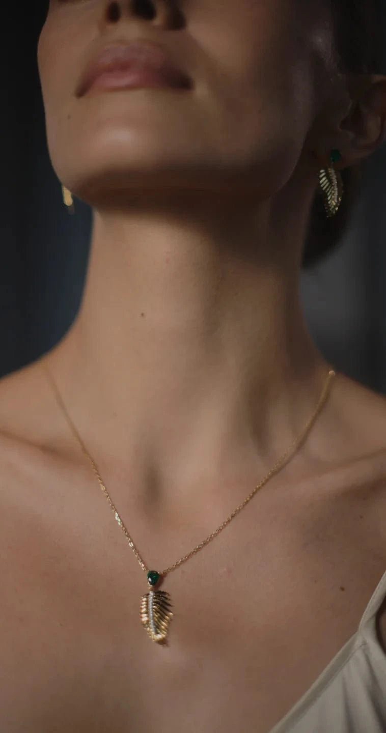 Palma Emerald Necklace and Earrings Set - ARTSY SILVER