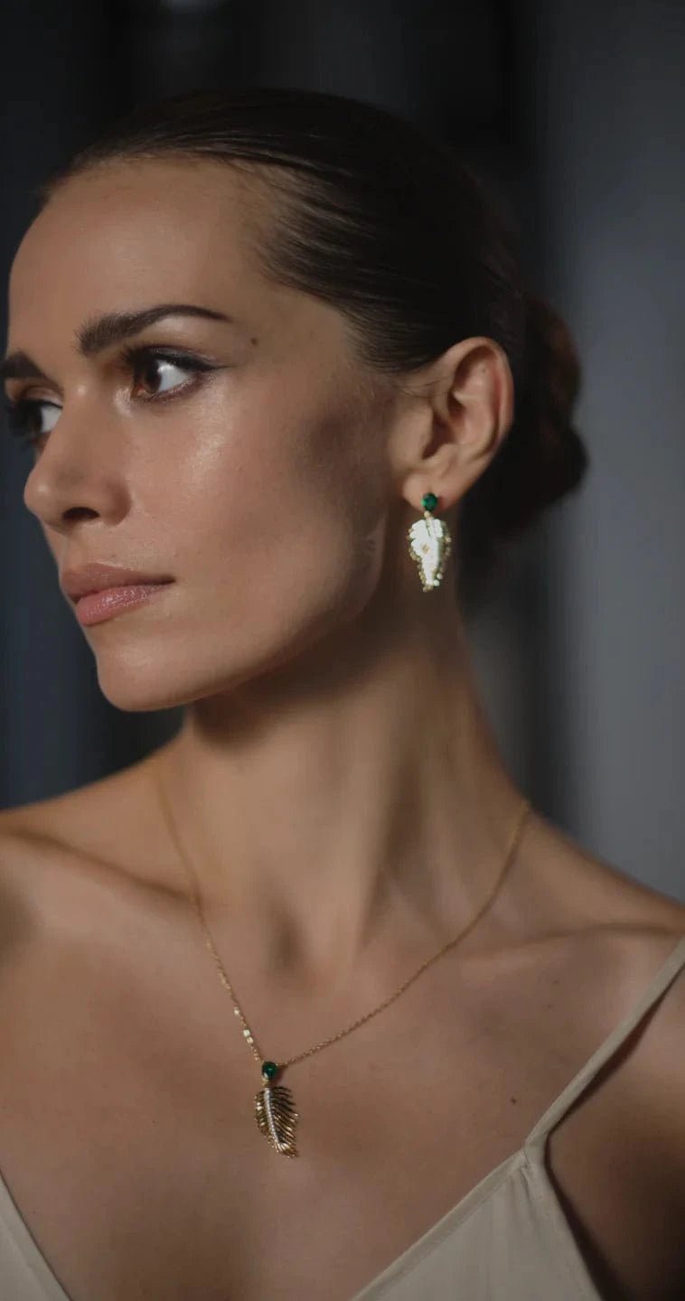 Palma Emerald Necklace and Earrings Set - ARTSY SILVER