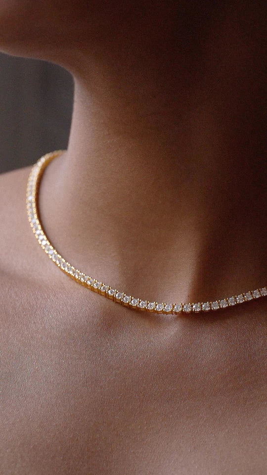 Luxury Tennis Necklace 【3mm / GOLD】 61cm 3mm Gold Plated Tennis Necklace - Elegant Jewelry Piece