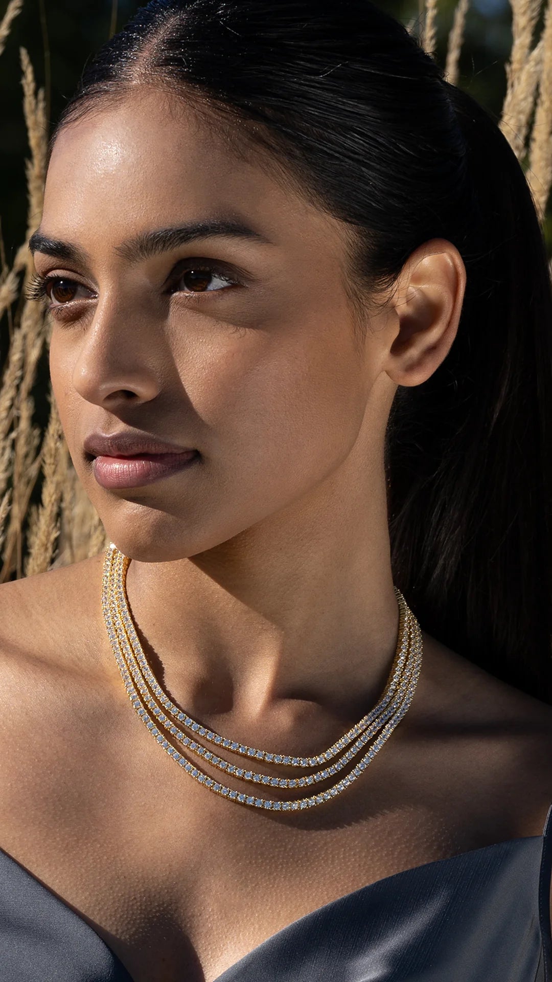 3mm Tennis Necklace Gold Plating - ARTSY SILVER