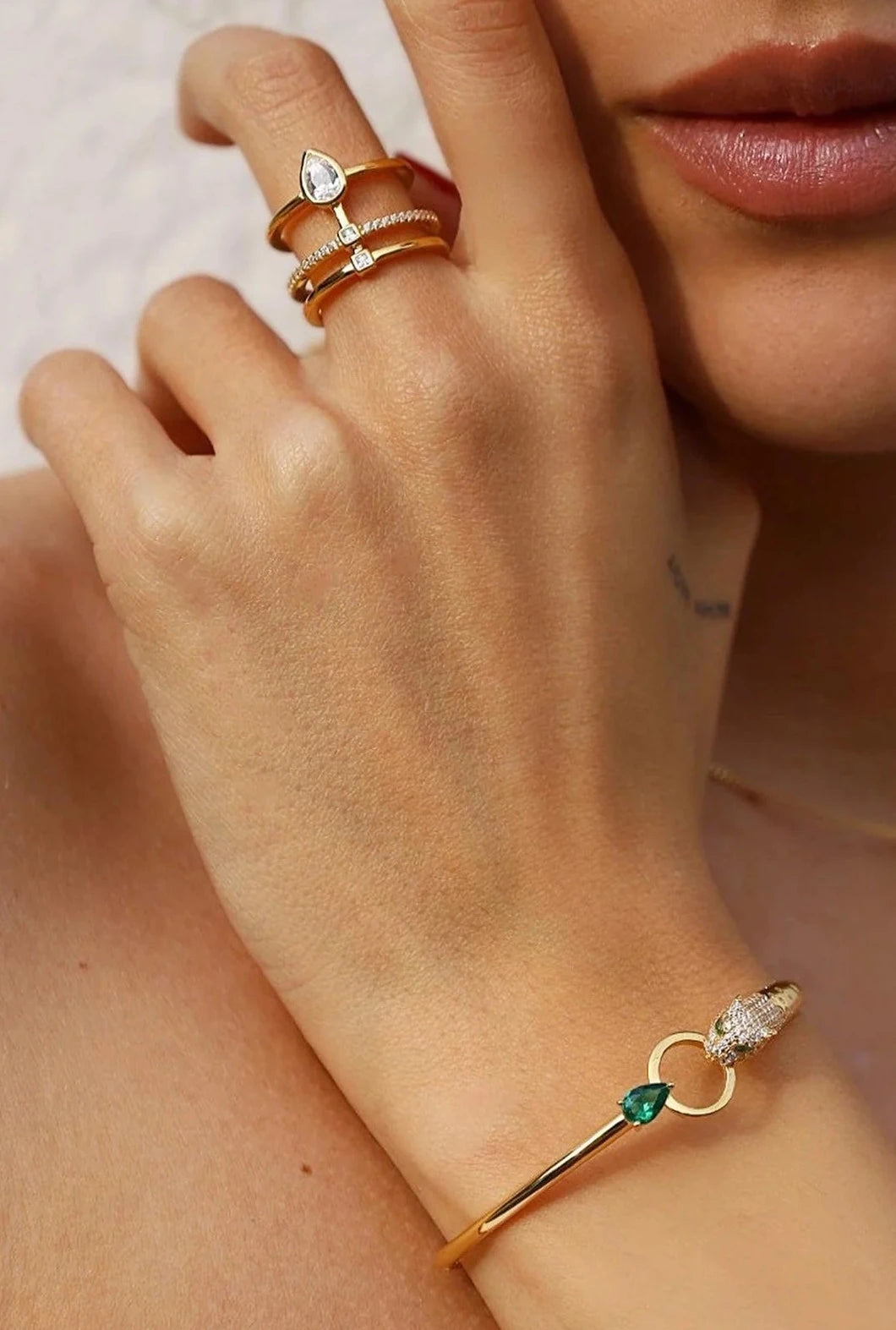 Emerald Tiger Bracelet And Ring Set