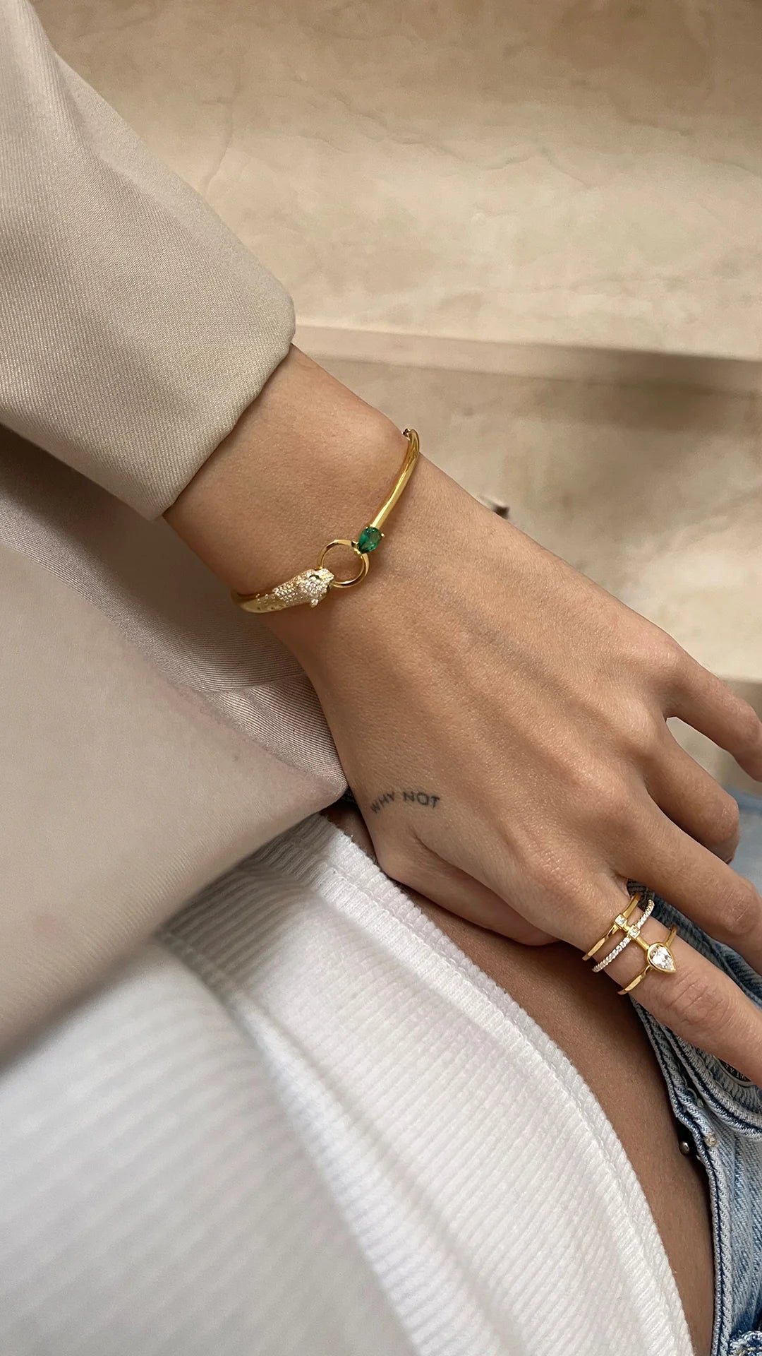 Emerald Tiger Bracelet And Ring Set