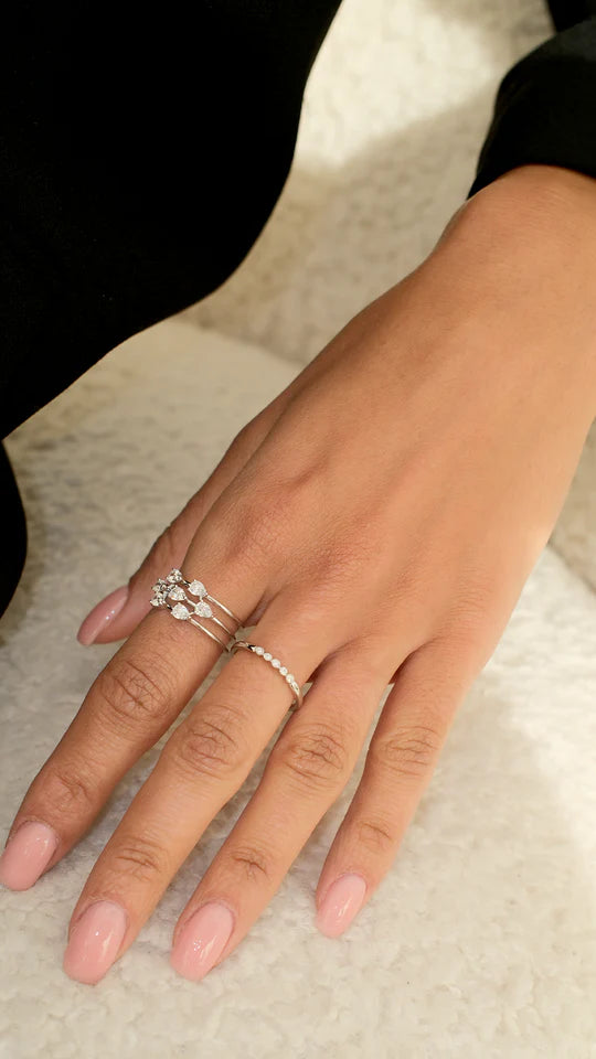 7 Pear Zircon Stones Ring Silver