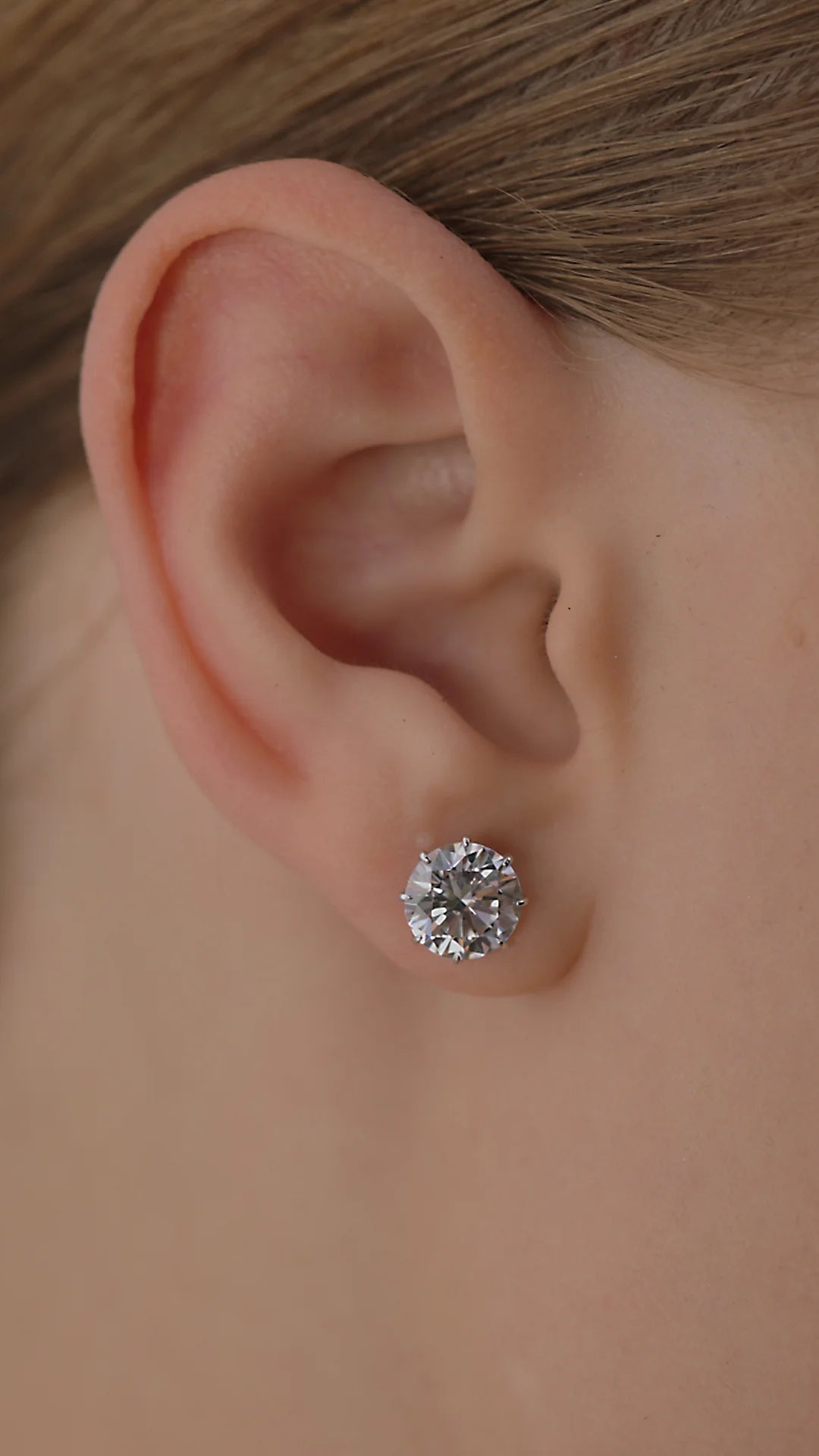8mm round white zircon stone earrings Silver Woman's I ARTSY SILVER