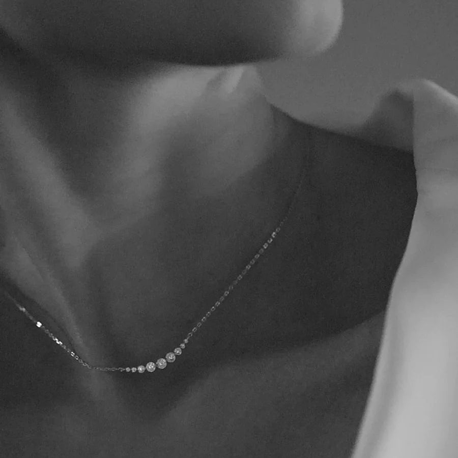 9 Round Sones Necklace Silver - ARTSY SILVER