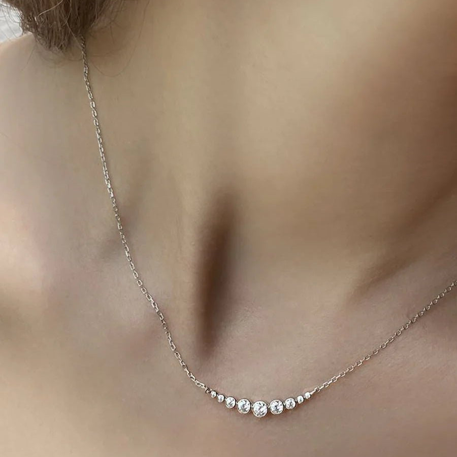 9 Round Sones Necklace Silver - ARTSY SILVER