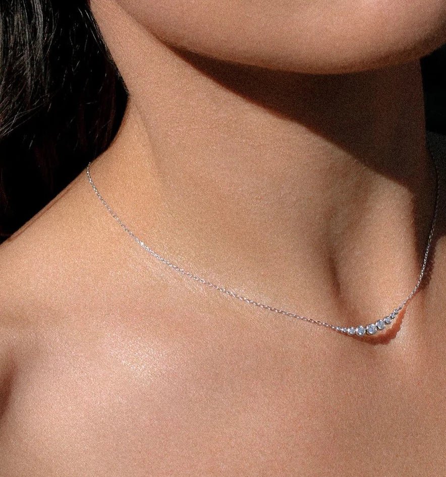 9 Round Sones Necklace Silver - ARTSY SILVER