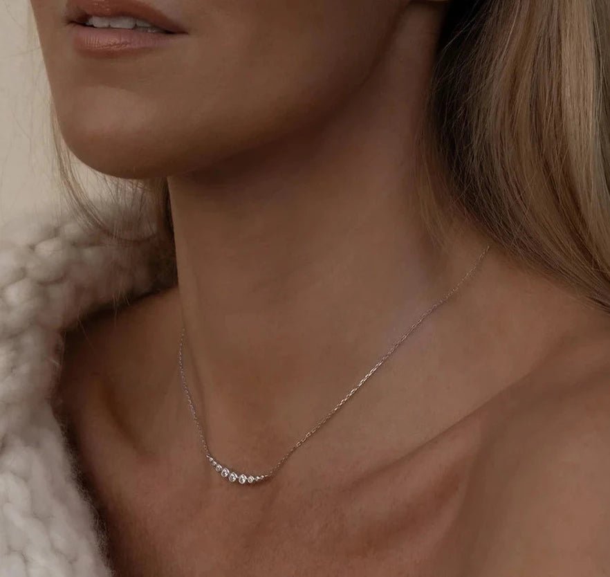 9 Round Sones Necklace Silver - ARTSY SILVER