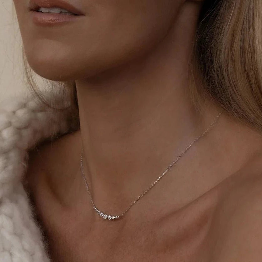 9 Round Sones Necklace Silver - ARTSY SILVER