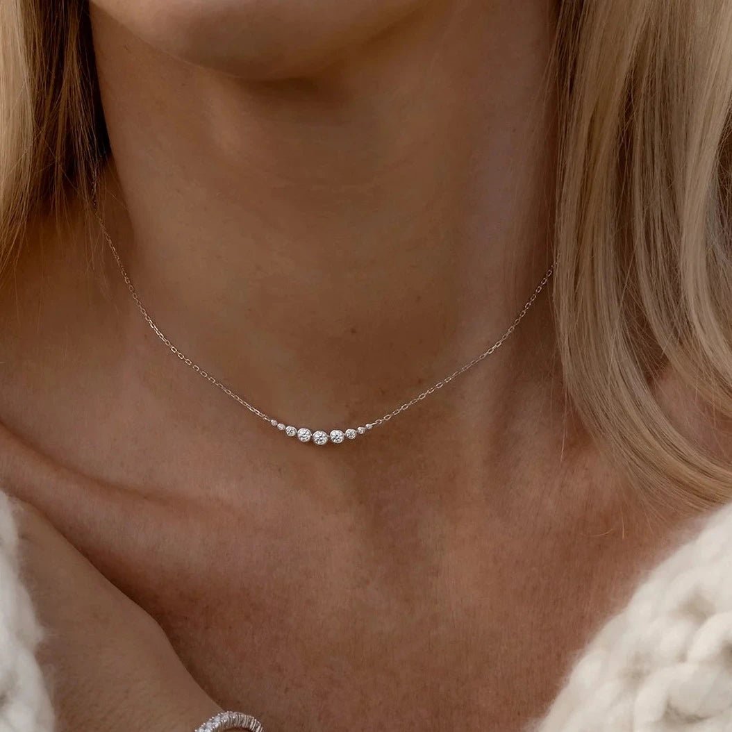 9 Round Sones Necklace Silver - ARTSY SILVER
