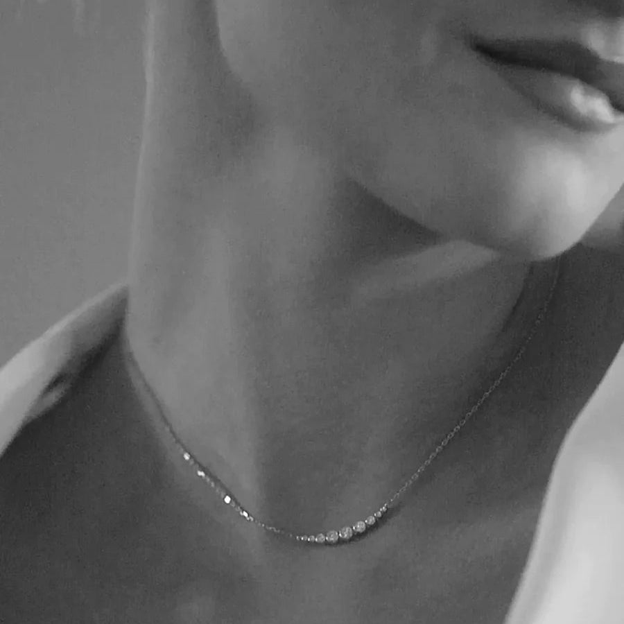 9 Round Sones Necklace Silver - ARTSY SILVER