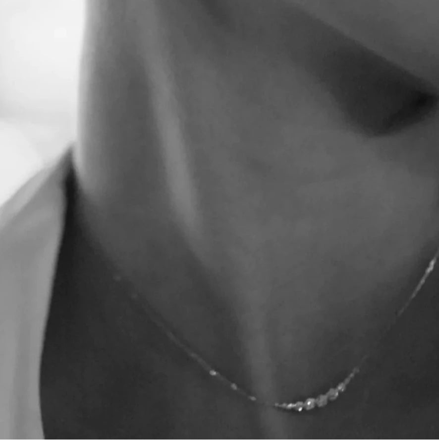 9 Round Sones Necklace Silver - ARTSY SILVER