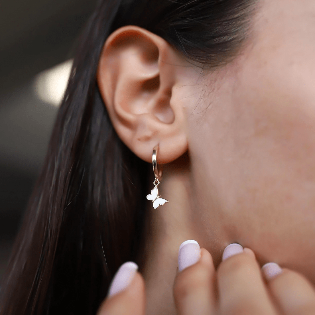 White Enamel Butterfly Full Set - ARTSY SILVER