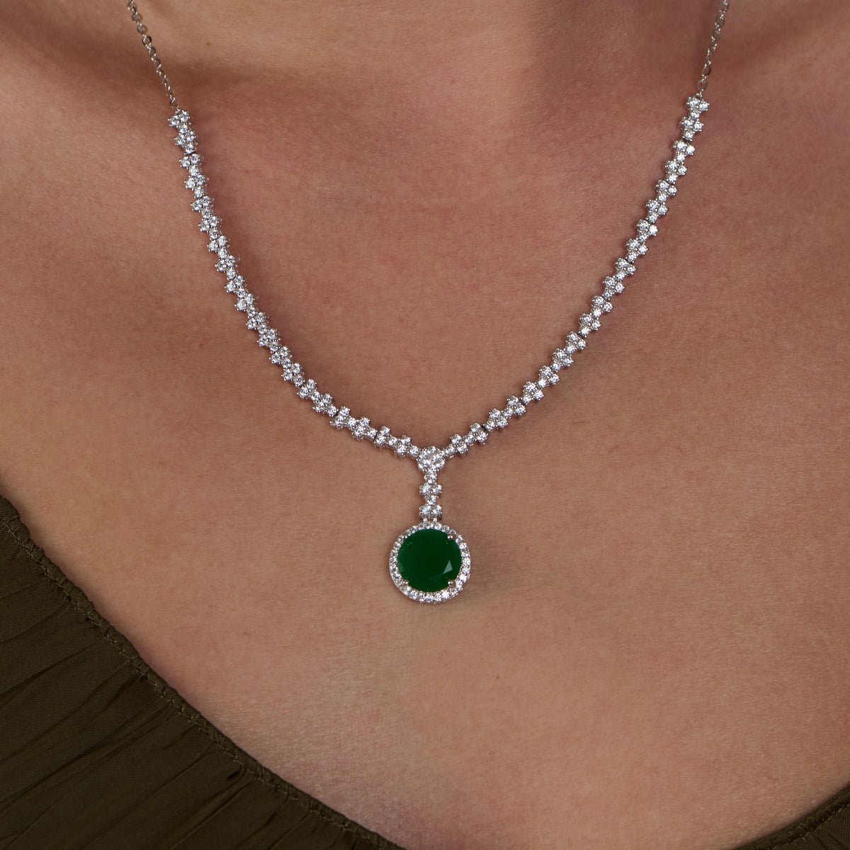 Emerald Necklace for Woman 925 Sterling Silver I ARTSY SILVER