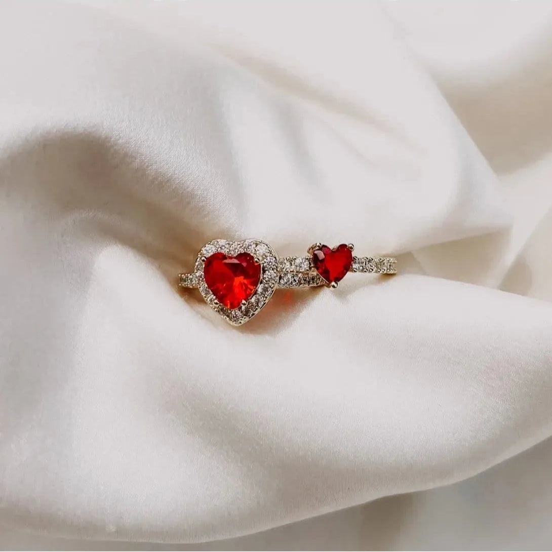 Ahwak Red Heart Ring - ARTSY SILVER