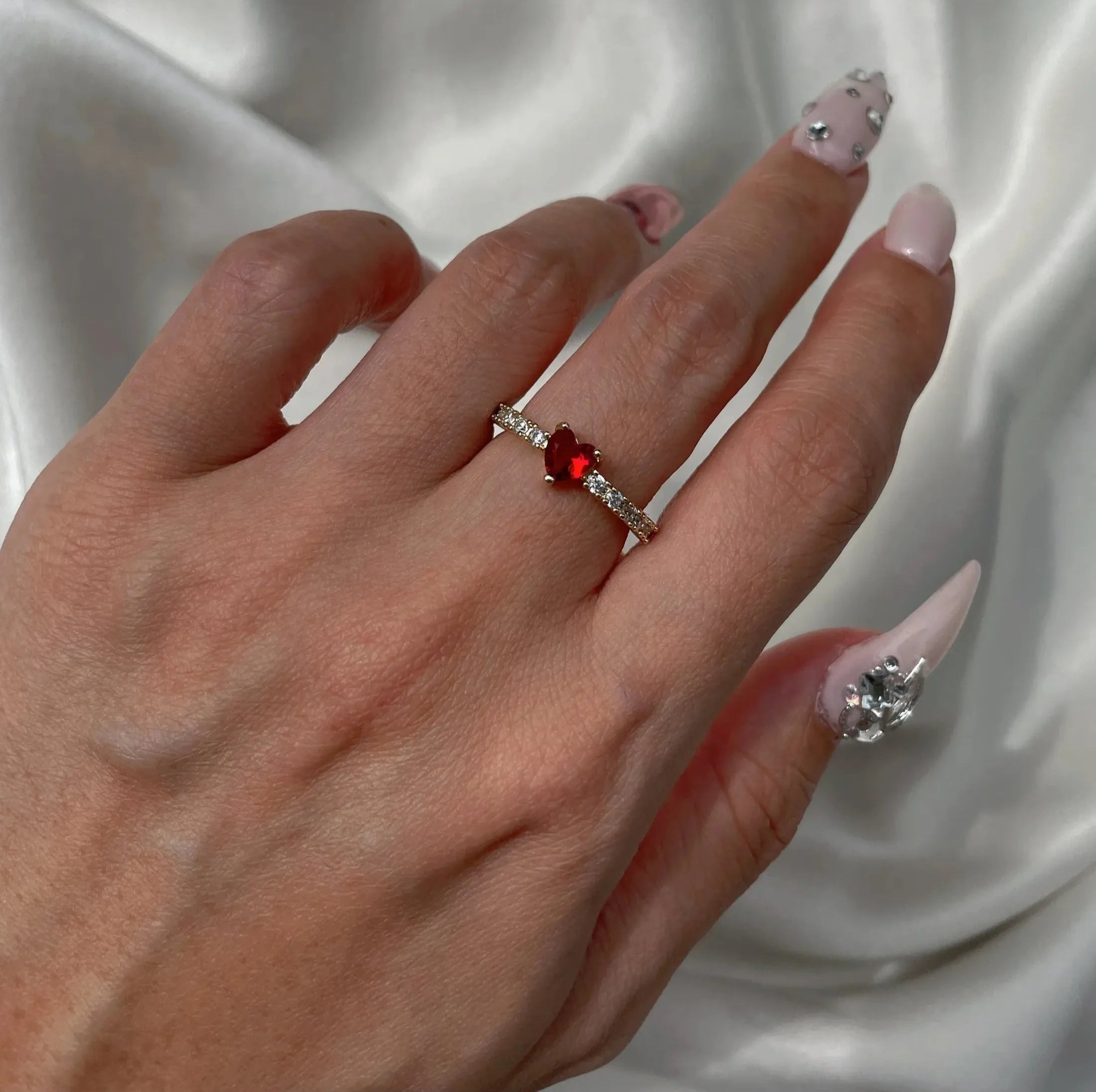 Ahwak Red Heart Ring - ARTSY SILVER
