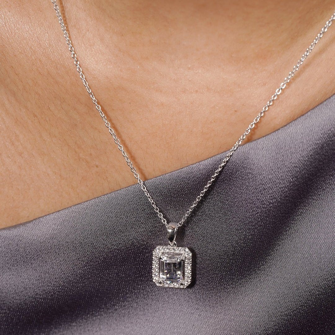 Alice Borderset Zircon Necklace - ARTSY SILVER