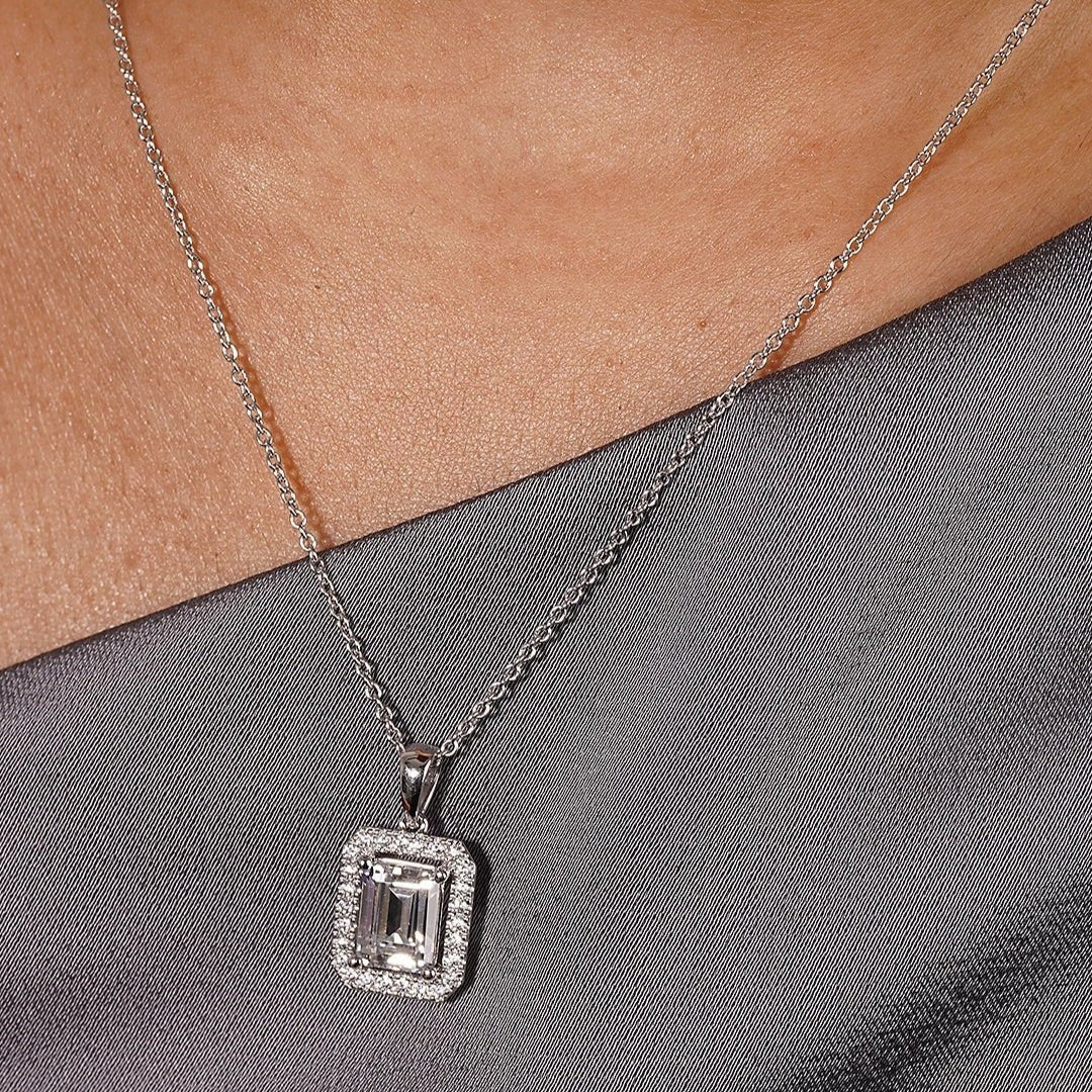 Alice Borderset Zircon Necklace - ARTSY SILVER