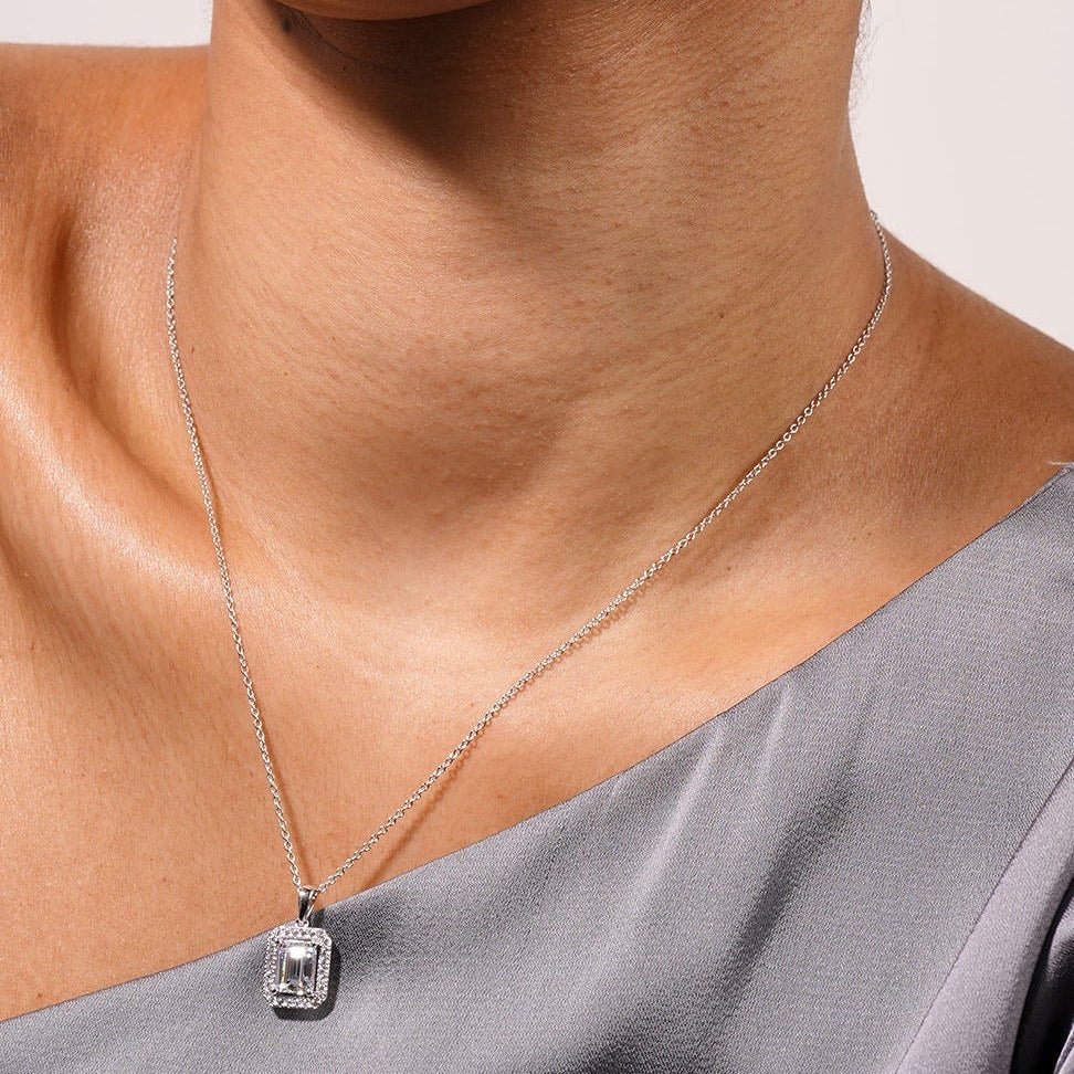 Alice Borderset Zircon Necklace - ARTSY SILVER