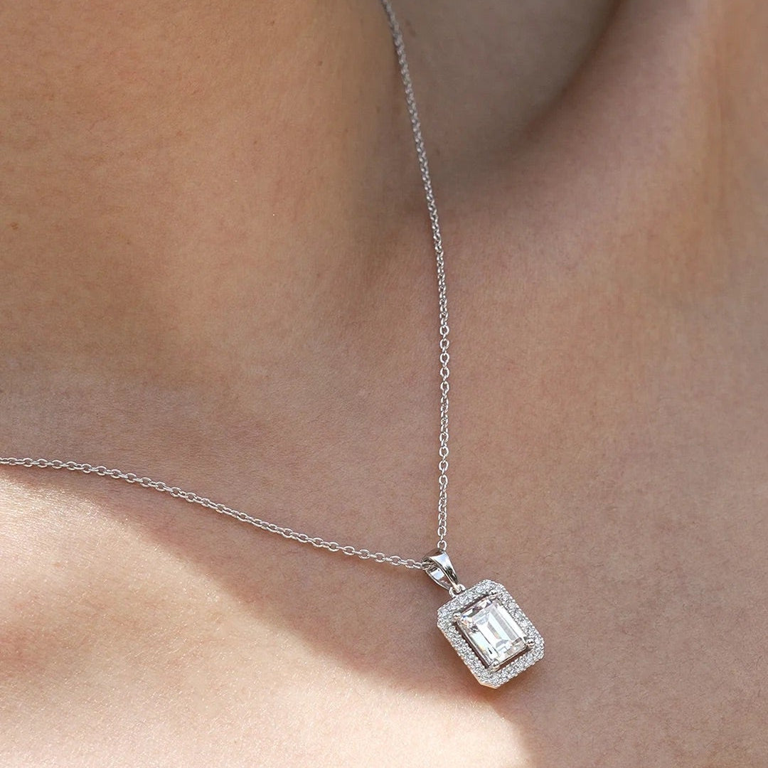 Alice Borderset Zircon Necklace - ARTSY SILVER