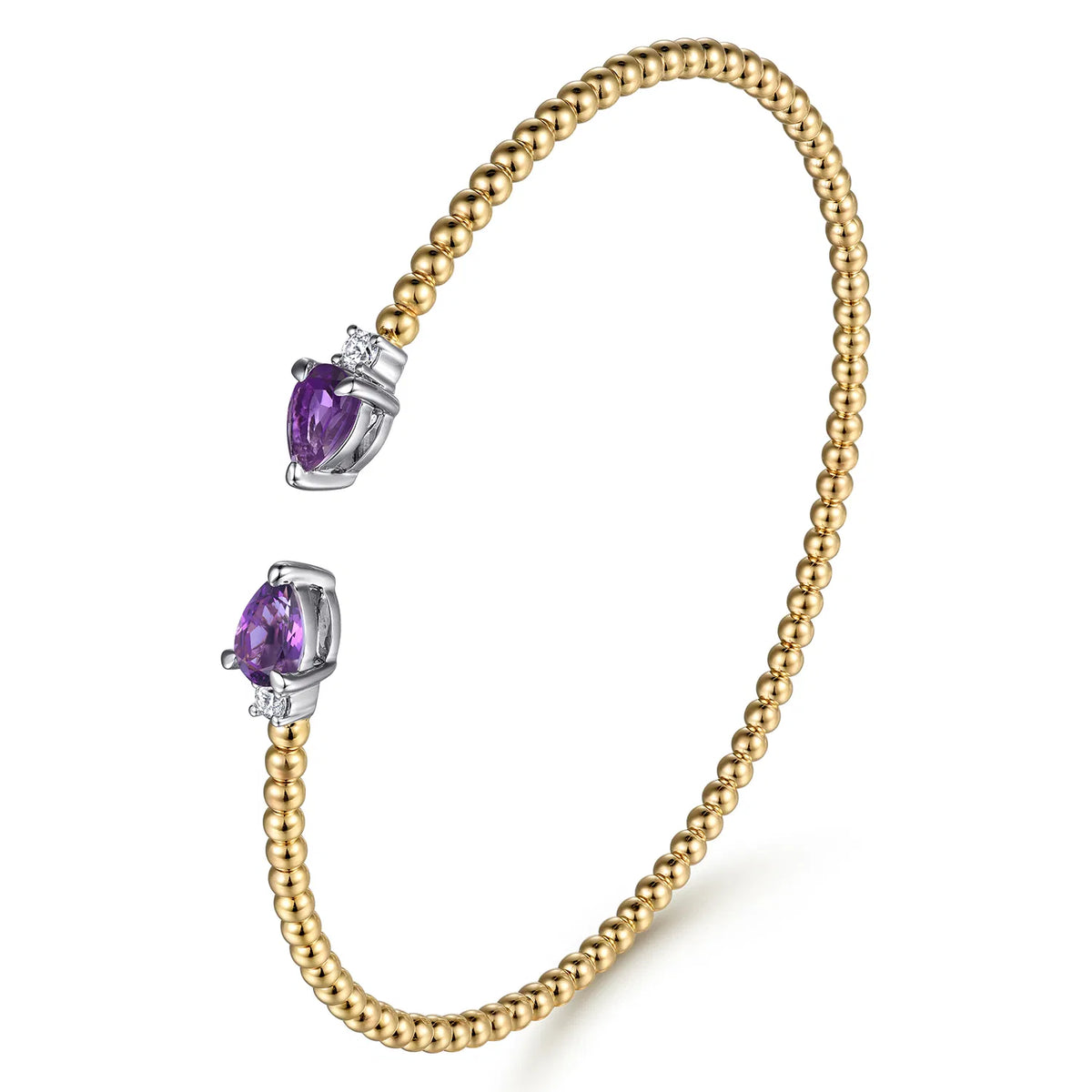 925 Sterling Silver with 18K Gold Plating Bangle - Amethyst I ARTSY SILVER