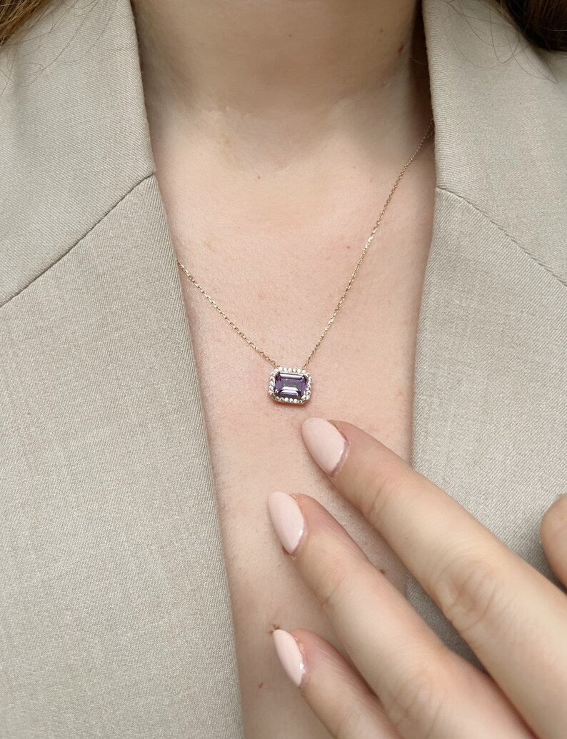 Lilac Amethyst Stone Necklace - ARTSY SILVER