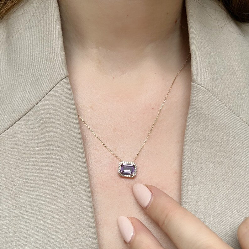 Lilac Amethyst Stone Necklace - ARTSY SILVER