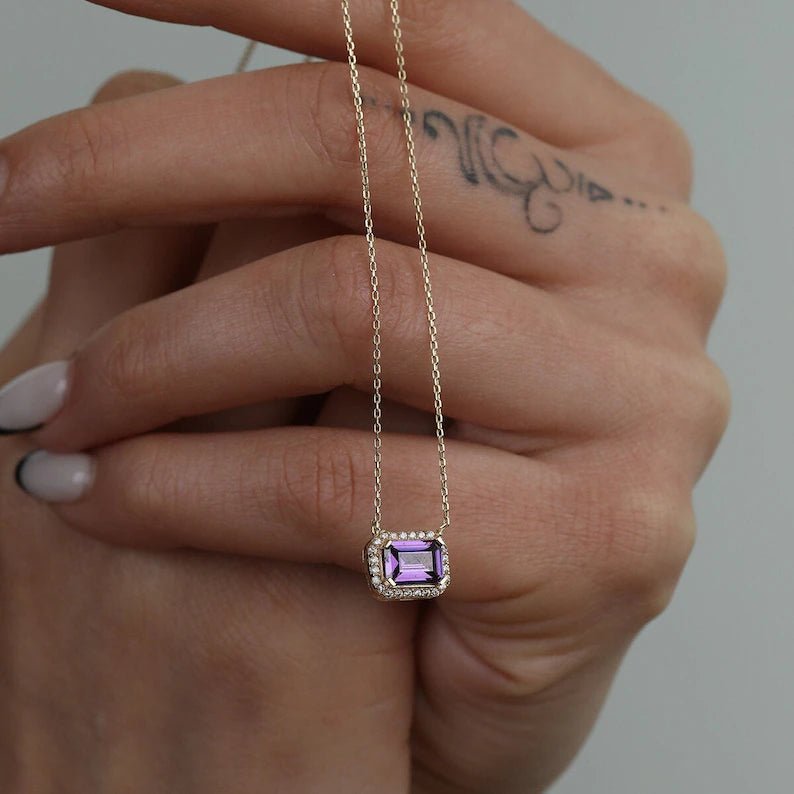 Lilac Amethyst Stone Necklace - ARTSY SILVER