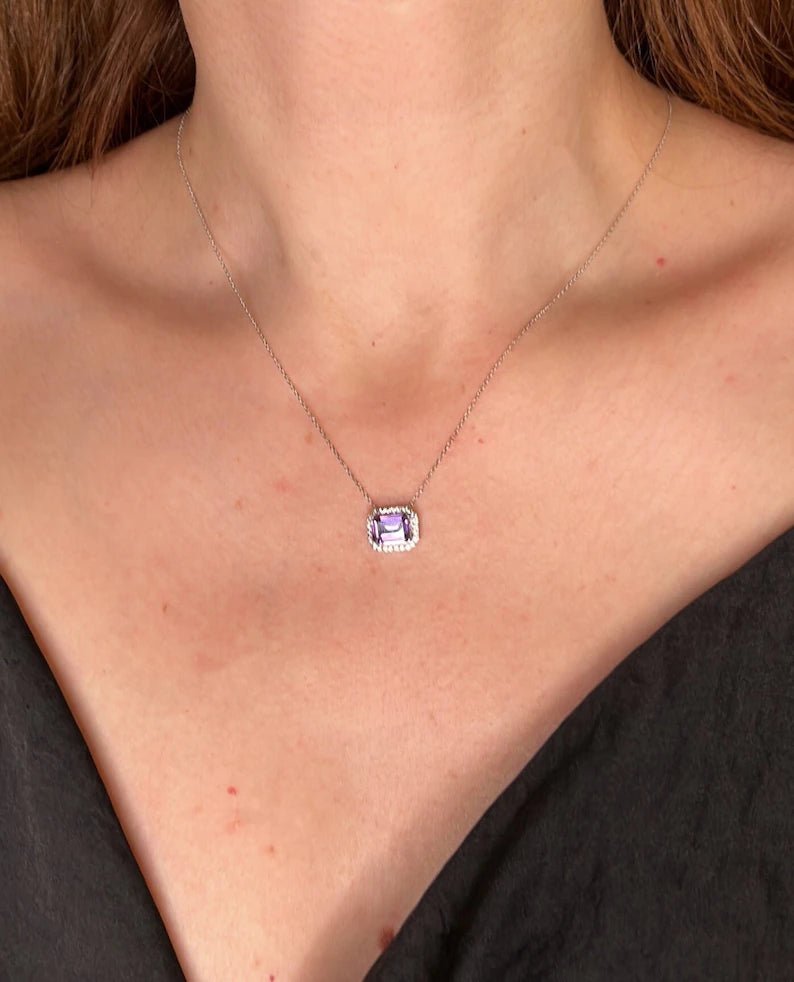Lilac Amethyst Stone Necklace - ARTSY SILVER