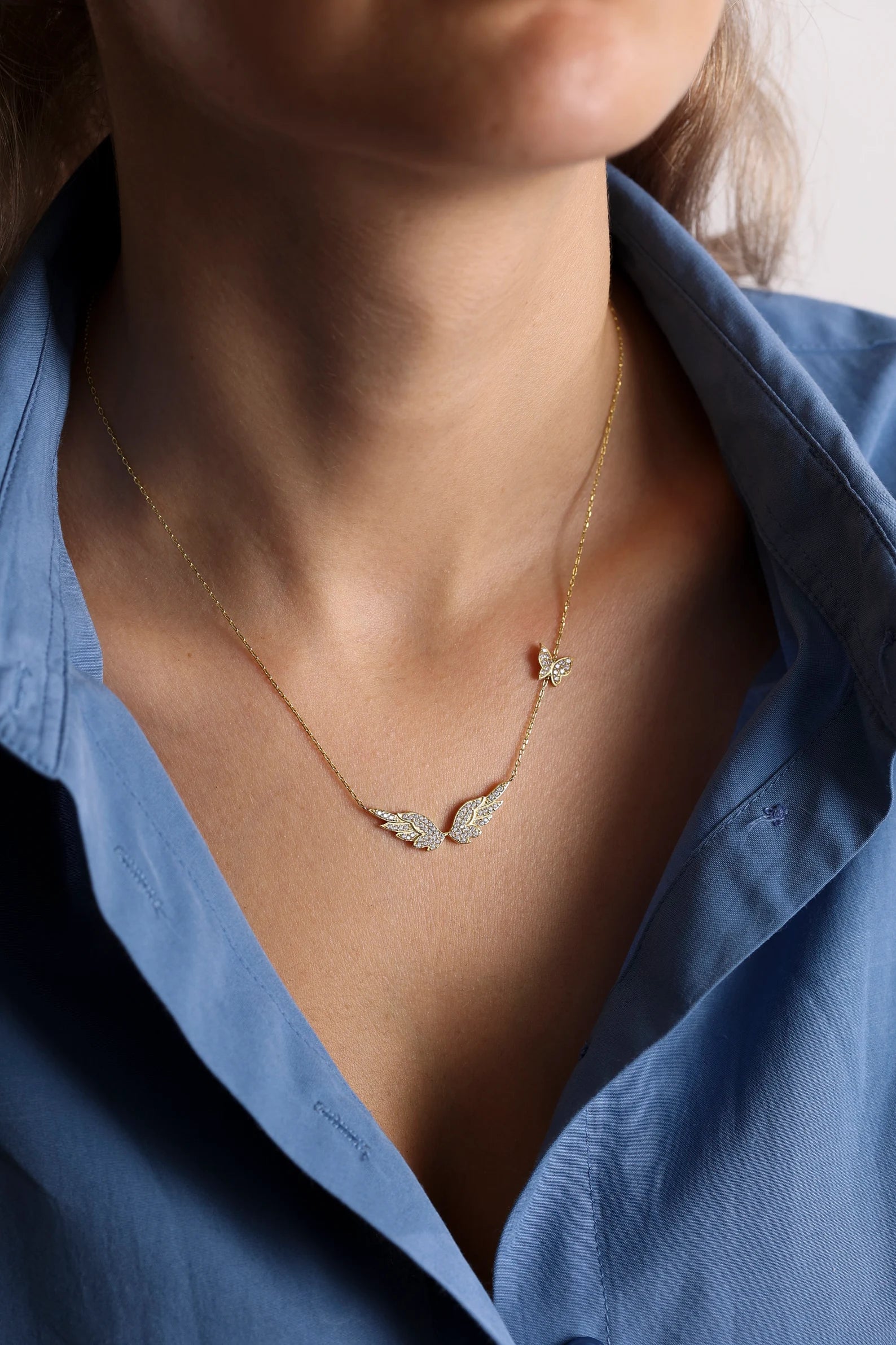 Angel Wing Butterfly Necklace - ARTSY SILVER