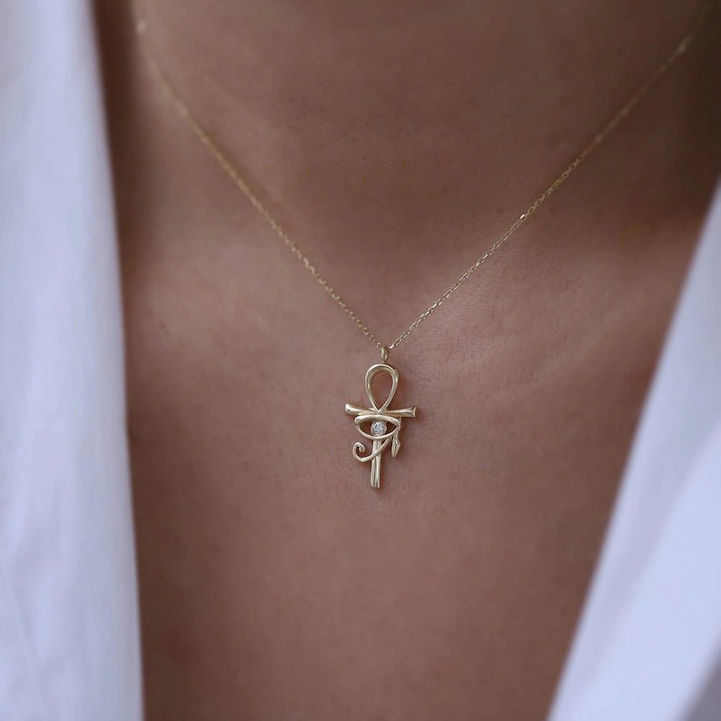Ankh Zircon Stone Necklace - ARTSY SILVER
