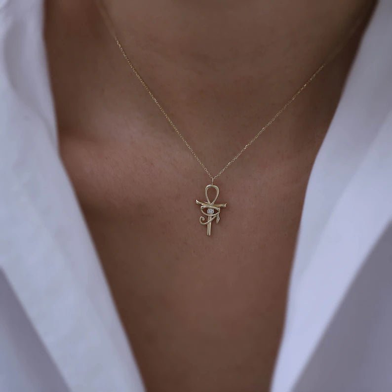 Ankh Zircon Stone Necklace - ARTSY SILVER