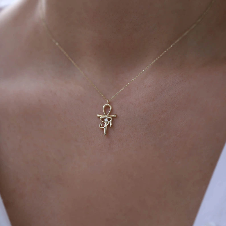 Ankh Zircon Stone Necklace