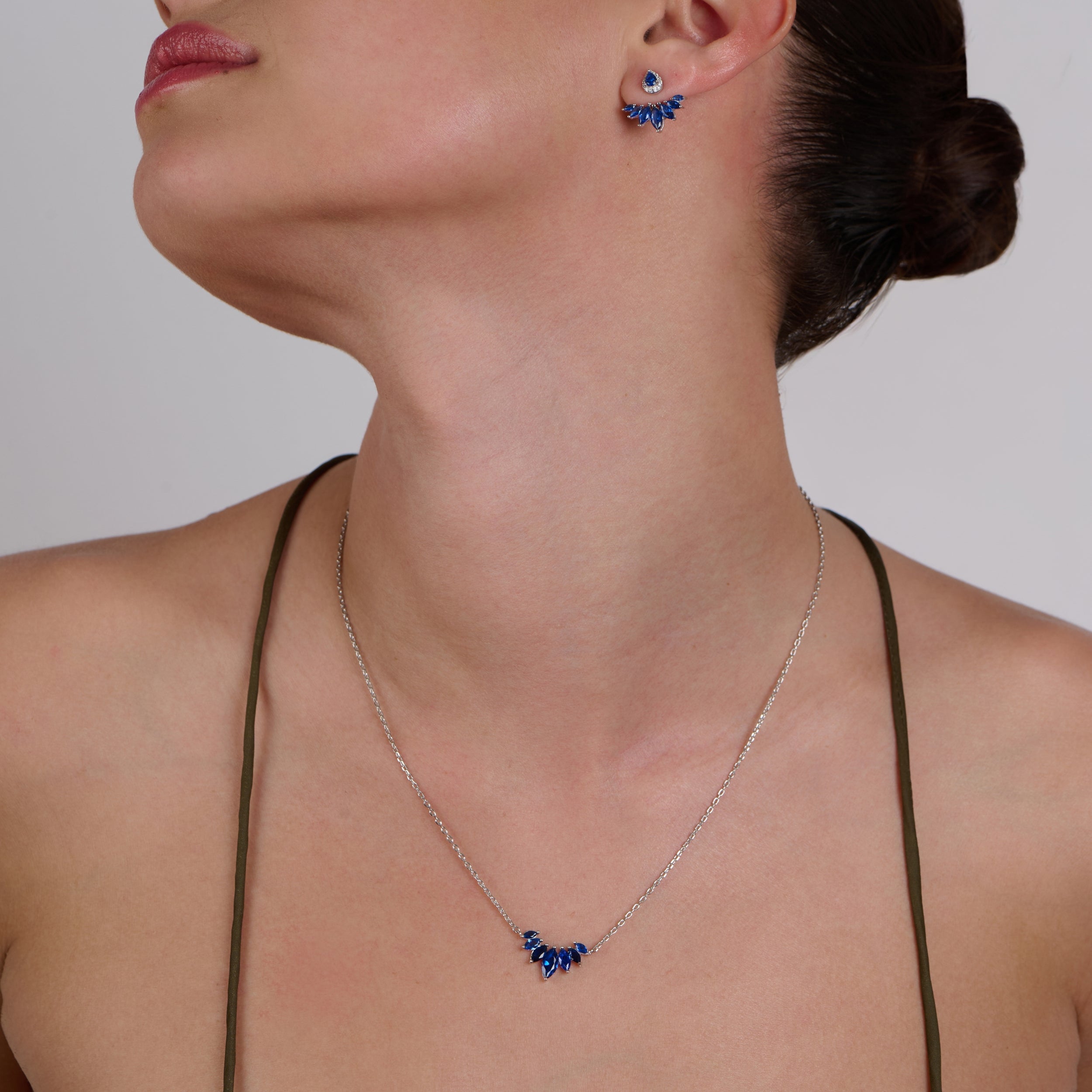 Azure Marquise Silver Necklace & Earrings Set