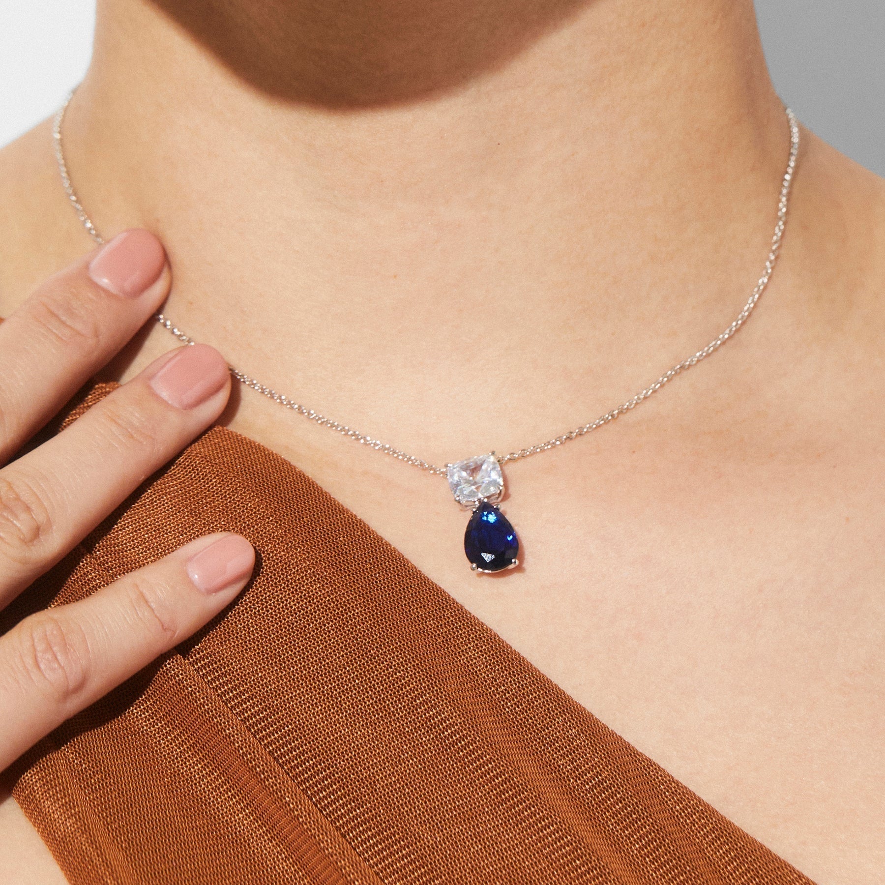 Celeste Blue Sapphire Necklace - ARTSY SILVER