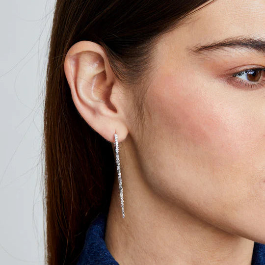 Mini Hoop Silver Chain Earrings