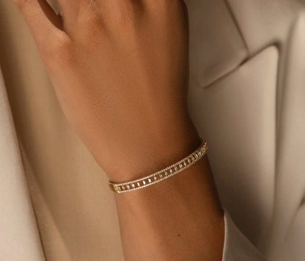 Athens Mix Stones Bangle - ARTSY SILVER