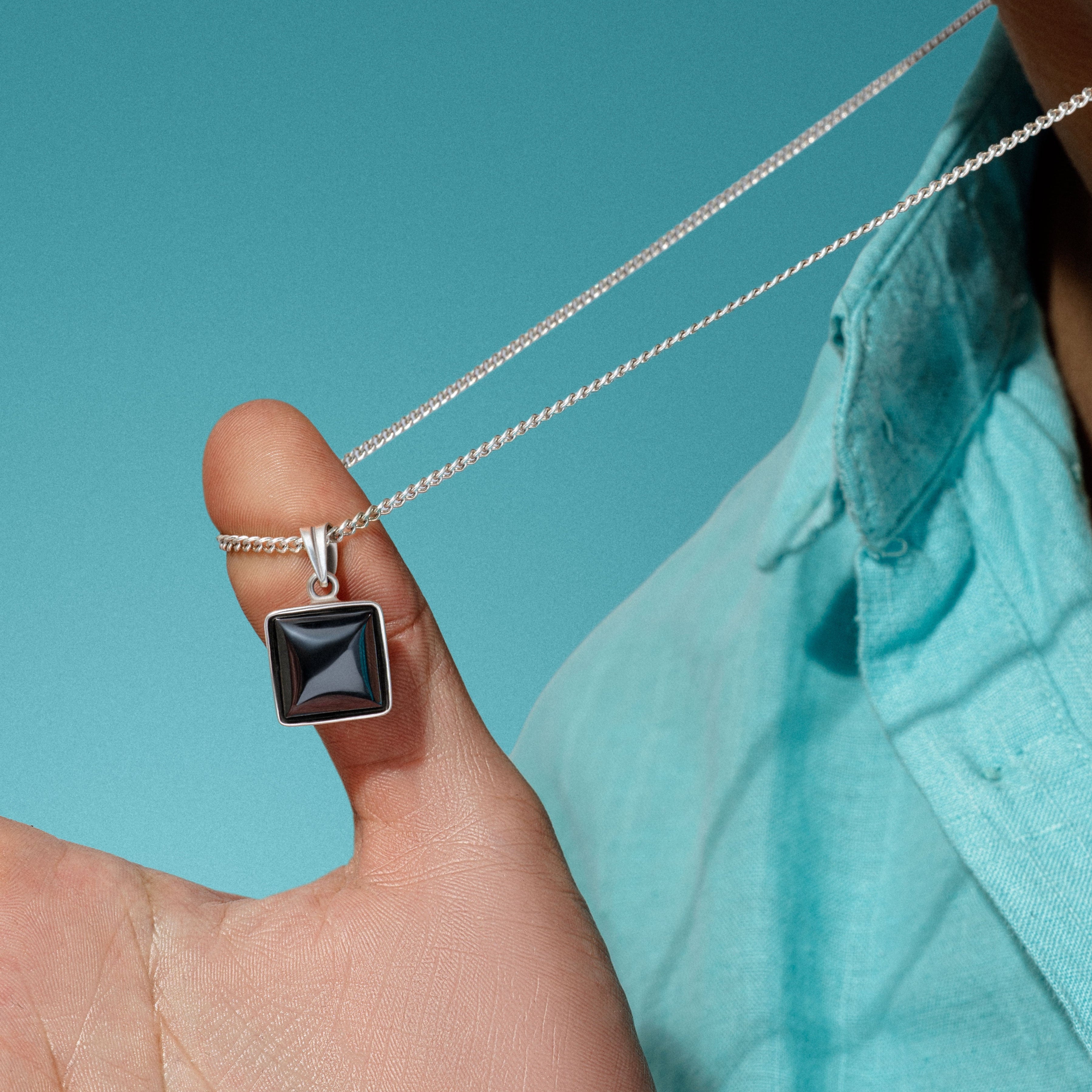Bucky Black Square Pendant